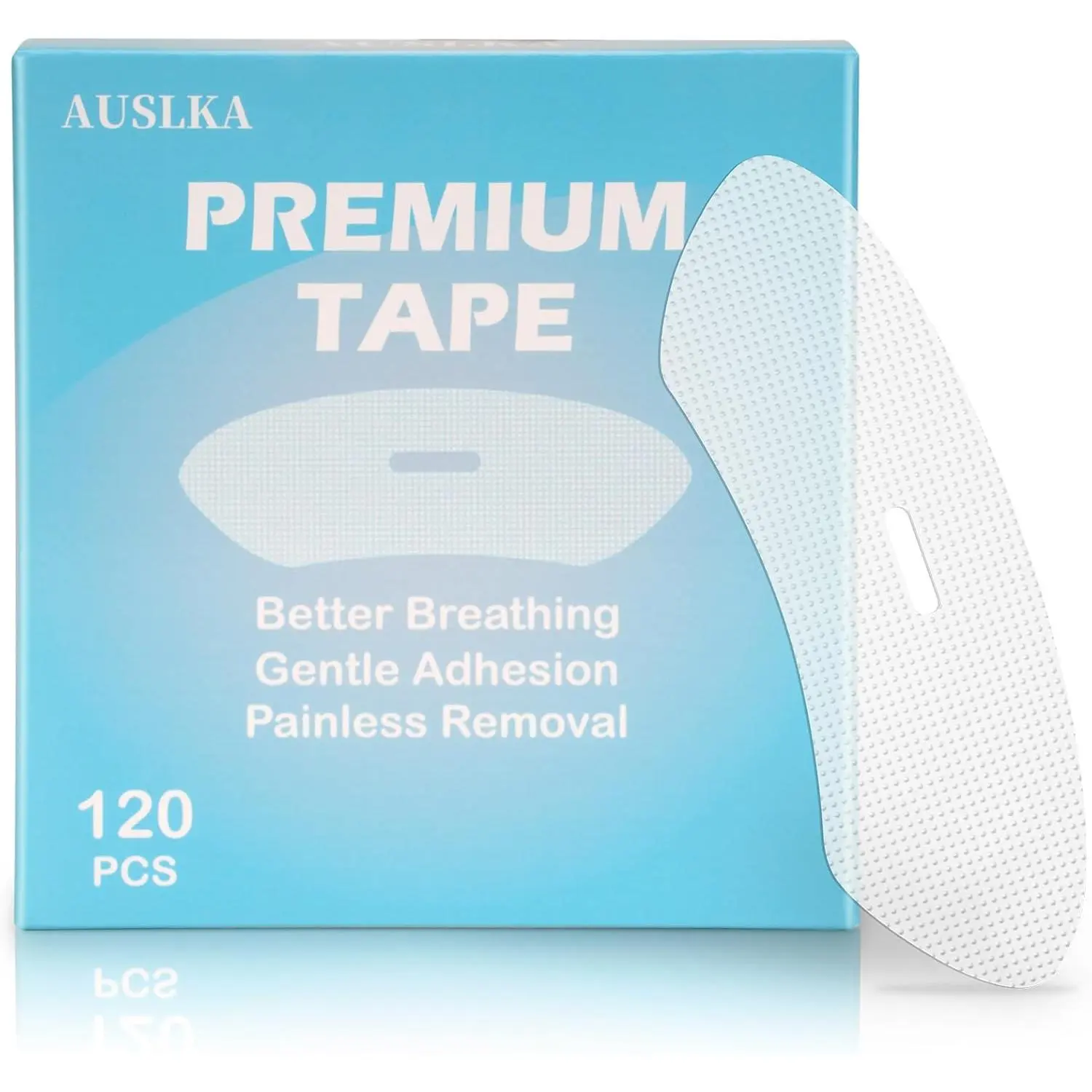 AUSLKA Gentle Hypoallergenic Tape 120 PCS, Mouth Tape, Latex Free PE Tape, Pain-Free Removal Tape, Silicone Adhesive Strips, Large Siz （3.5in X 1.2in）