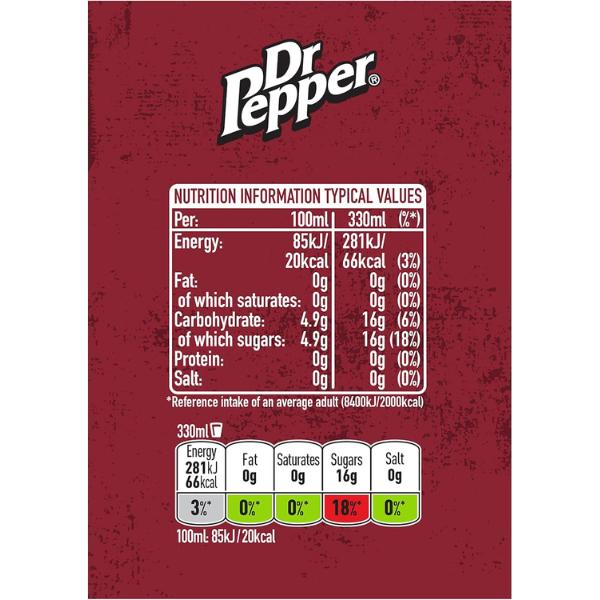 Dr Pepper Fizzy Drink 8 Pack – Bold Sparkling Fruit Flavour, 330ml Cans for Chilled Refreshment Anytime 6