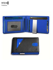 Men's Minimalist Carbon Fiber Card Holder, Rfid Protection Business Card Holder, Rfid Blocking Card Organizer, Slim Wallet, Compact Design Card Protector for Daily & Travel Use, Work Accessories