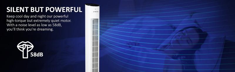 Product Introduction of Tall Tower Fan 42 Inch, Quiet Bladeless Tall Fan,7 Hour Timer with Remote Control, Oscillation, LED Touch Display, 3 Modes & 3 Speed Settings for Home & Office - White 2