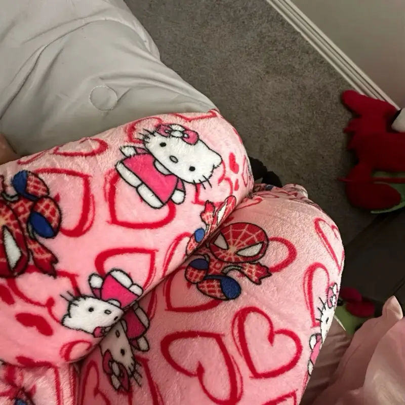 Hello Kitty fluffy kawaii spider man pjs trousers bottoms joggers cute 1