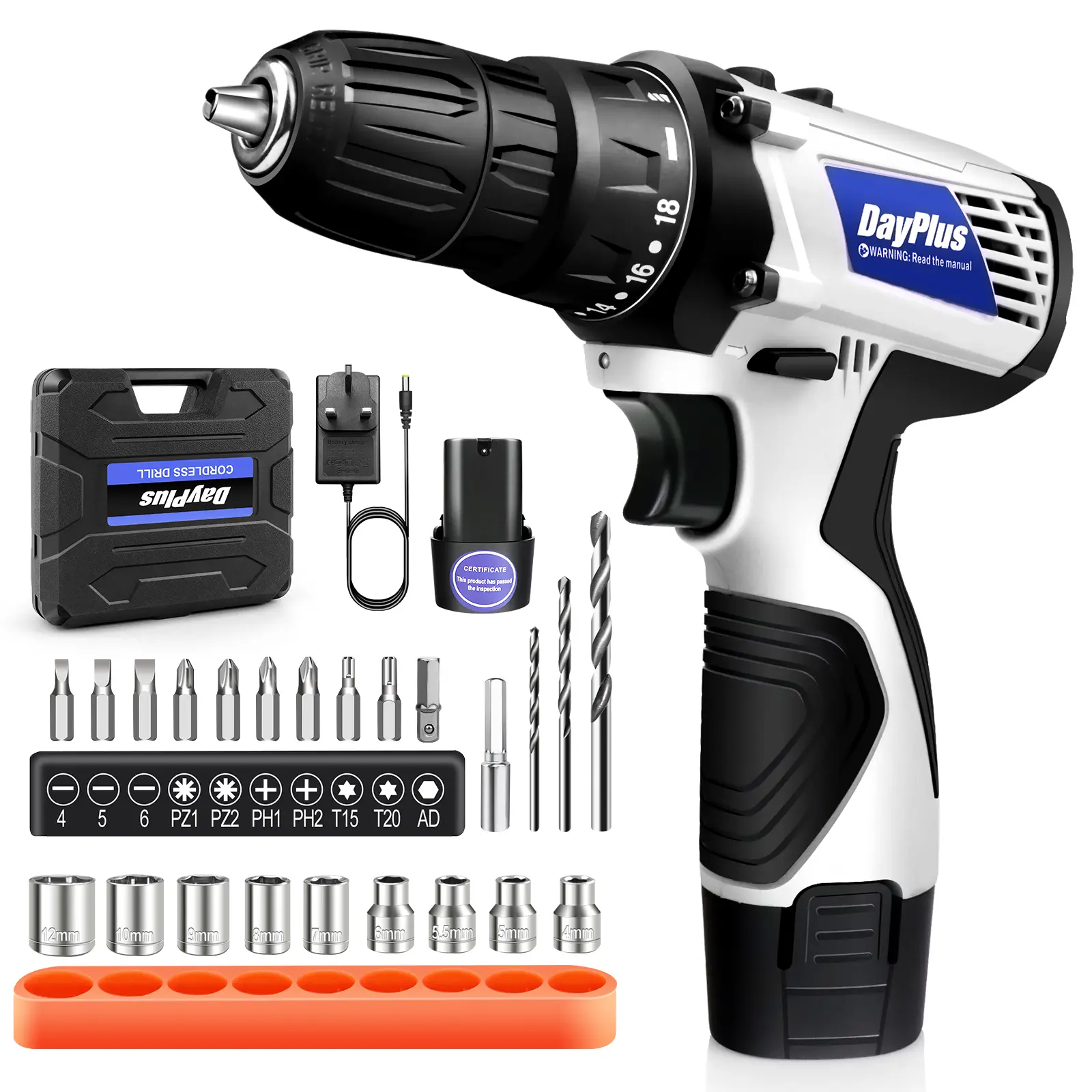 Cordless Drill Driver Portable Cordless Screwdriver,16.8V 45N.m Max Power Battery Drill Rechargeable Electric Screwdriver Kit with 1500 mAh Battery, 26PCS Accessories Electric Drill Set, 2-Speed, LED Light for Home Office Garden DIY Tools