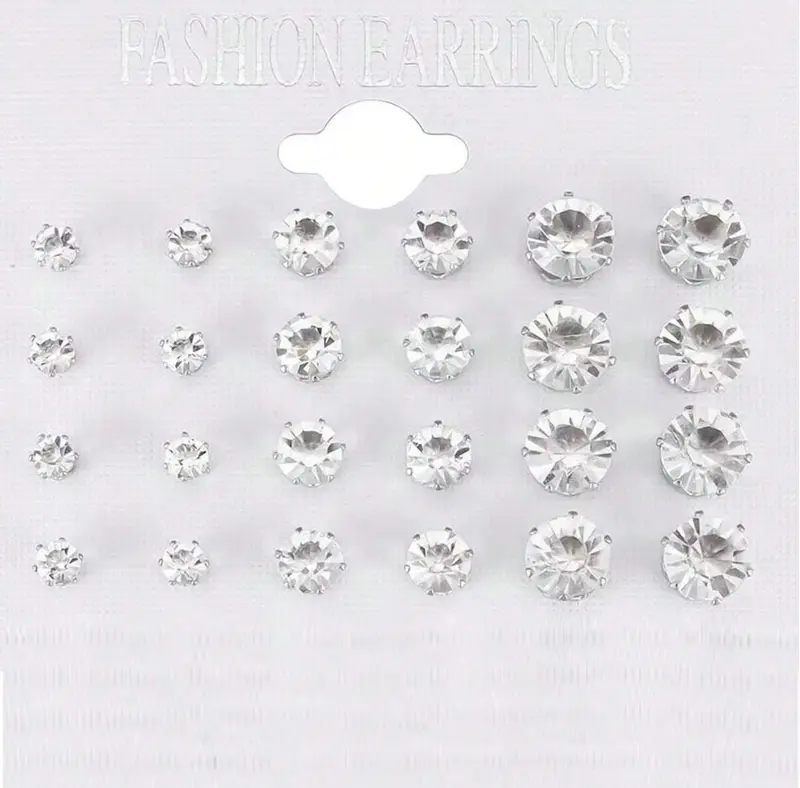 12 Pairs Fashion Stud Earrings Set, No Card Packaging 2
