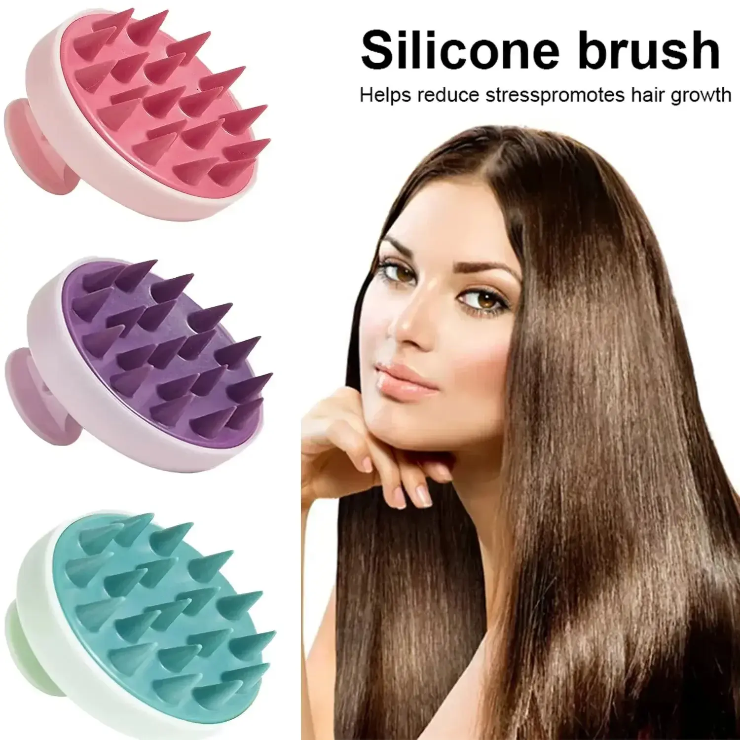 1pc Silicone Shampoo Brush for Comfortable Scalp Massage and Hair Washing