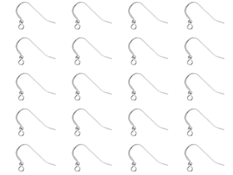 Sterling Silver Earring Hook Wire, Pack of 20, With Bead And Loop 1