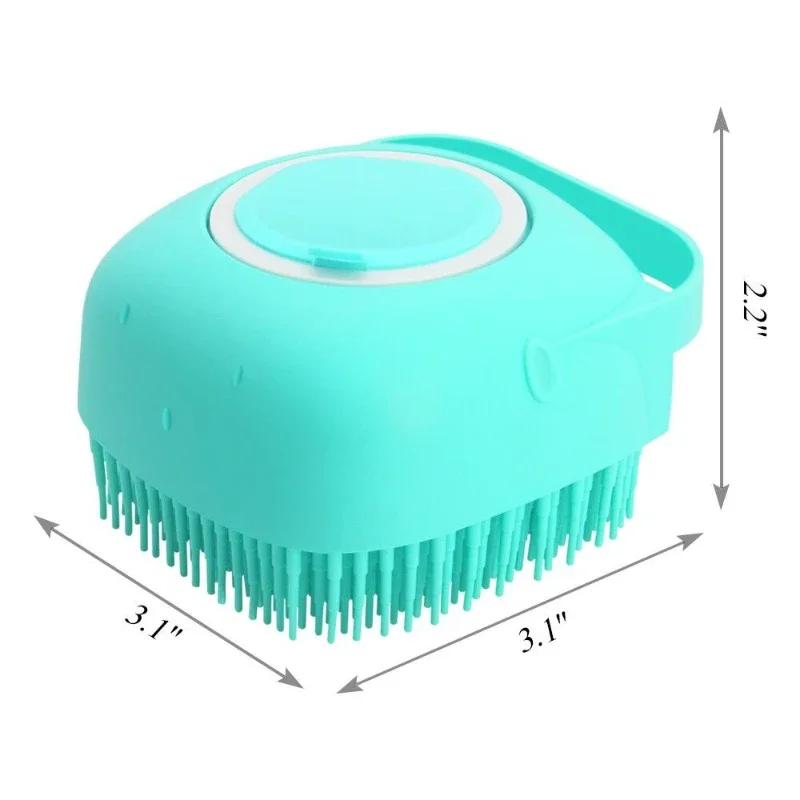 Pet Dog Shampoo Brush 2.7oz 80ml Cat Massage Comb Grooming Scrubber  for Bathing Short Hair Soft Silicone Rubber 2