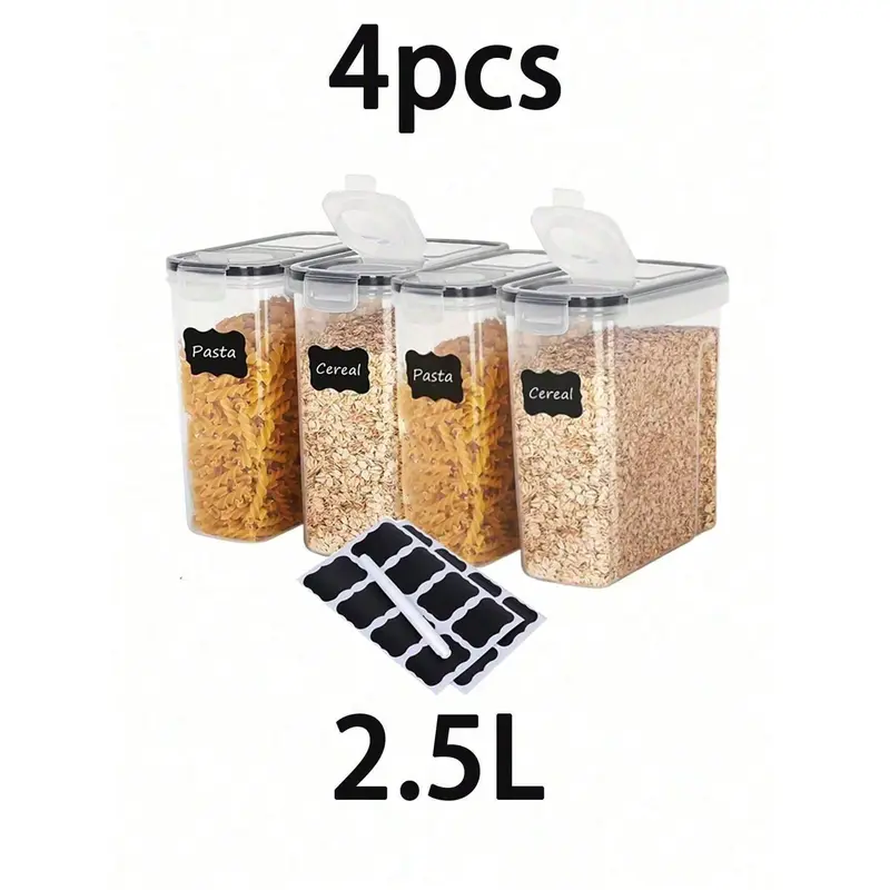 4pcs 2.5L Stackable Large Capacity Food Storage Container With Lid, Coffee Storage Container, Multi-Functional And Reusable Food Storage Sealed Box, Used For Flour, Sugar, Dried Fruits, And Pasta, Kitchen Sorting And Storage, Kitchen Accessories 2