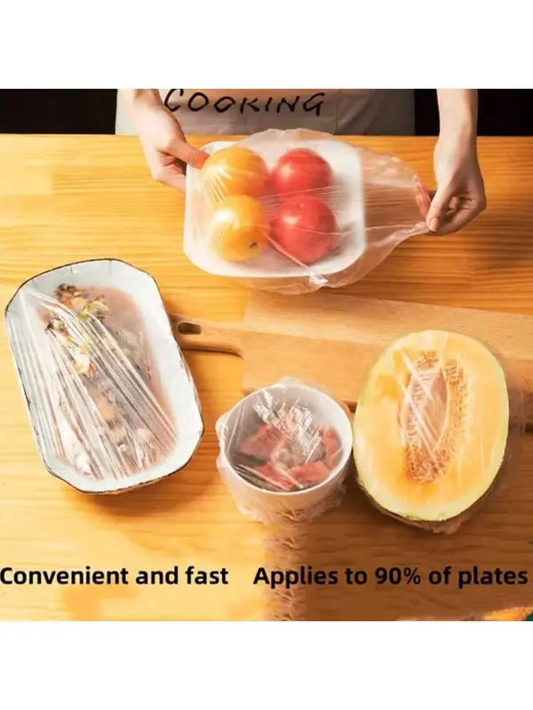 100Pcs, Disposable Food Preservation Film Cover, Shower Head Cover, Multi-Purpose Disposable Shrink Bag Disposable Shoe Cover Thickened Kitchen Preservation Film, Home Refrigerator Refrigerated Food Preservation Cover, Elastic Stretchable Cover Cover 1