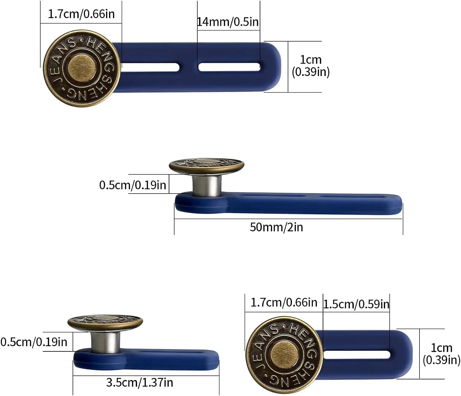 6 Pcs Button Extender for Trousers, Button Waist Extender, Pants Waist Extender Adjustable, Extended Jeans Waistband Button Extender Set, Elastic Collar Extenders for Jeans Skirts Trousers