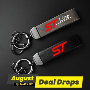 Car Keychain, PU Leather Car Keychain, Simple Design Car Interior Decoration Accessories for Ford ST-line ST STLINE Focus 2 3 Mondeo Ecosport Kuga Mk4 Fiesta Mk3