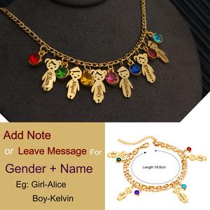 AS041 (Add Note or Leave message For Girl or Boy+Name)Personalized Gift Engraved Custom Name or Text Stainless Steel Women Necklace Double-Layer Bracelet Female Jewelry Gift