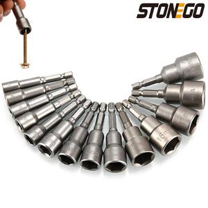 STONEGO Socket Wrench Set, 6-19mm Electric Tool Quick Replacement Electric Socket Adapter, Power Tool Accessories for Electric Drill, Heavy Duty, Socket Kit