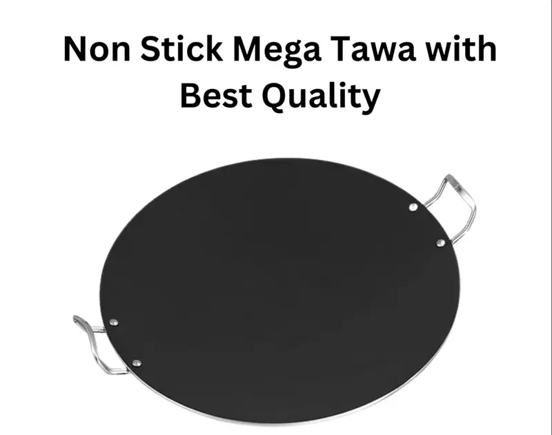 Mega Tawa 45-50cm Non Stick Tawa Pan, Large Chapati Pan with Double Handle Use as Pancake Pan, Crepe Pan and Dosa Pan Aluminium Steel Cookware Stainless 1