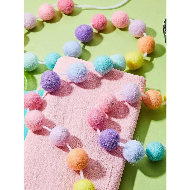 1pack-Color Of Macaron Colorful Pom Pom Garland 6.5 Feet Long 30 Ball Garland For Mardi Gras Easter Thanksgiving Wedding Party Decoration Best Gifts Birthday Ornaments Multicolor 3