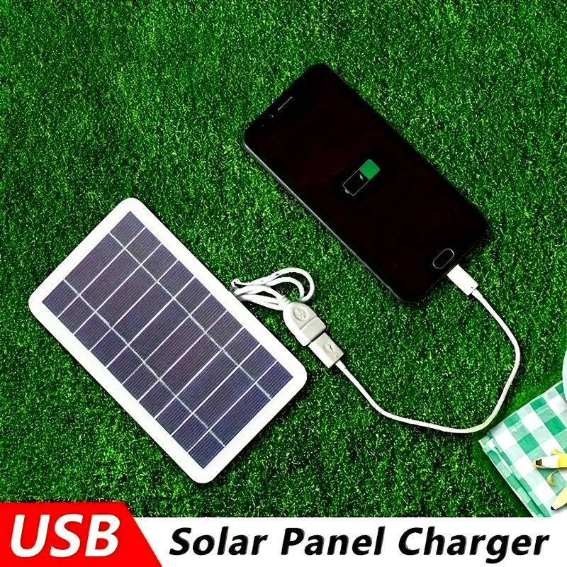 1pc Outdoor Solar USB Charger, Portable Charging Panel for Travel and Camping, Compatible with Mobile Power Banks, Phones, Flashlights, Fans - Conductive Metal, Type-C Interface, EVA Packaging, Camping Accessories 1