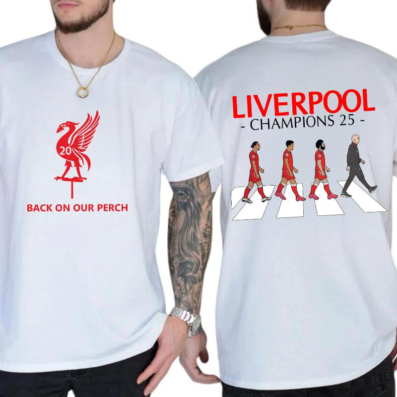Liverpool T-shirt - Champions 2025. Back On Our Perch T-shirt. Gift for LFC fans. Unisex cotton T-shirt With 2-Sided Printing. 2
