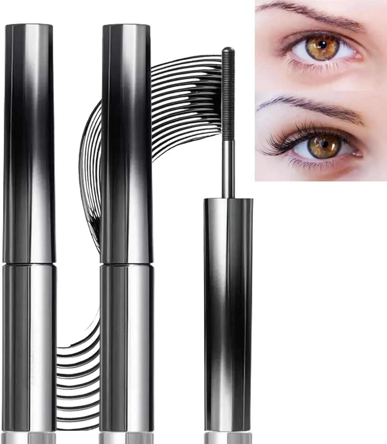 2pcs Judy/Doll Mascara,Judy Black Iron-Strong Mascara,Waterproof Iron-Brush Mascara,3d Curling Eyelash Iron-Mascara,Washable Extra Slim Metal Bristleless Mascara,Long Lasting Smudge Proof Mascara