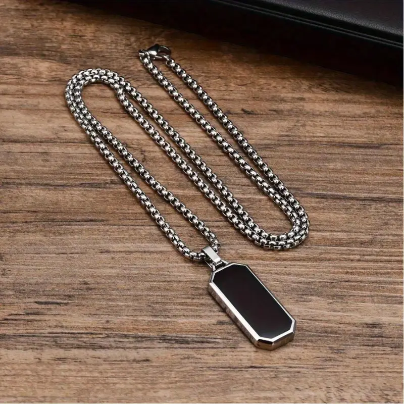 1pc Stainless Steel Necklace, Men's Simple Black Drip Oil Stainless Steel Pendant, Men's Personality Gift Christmas New Year Valentine's Day Holiday Gift 6