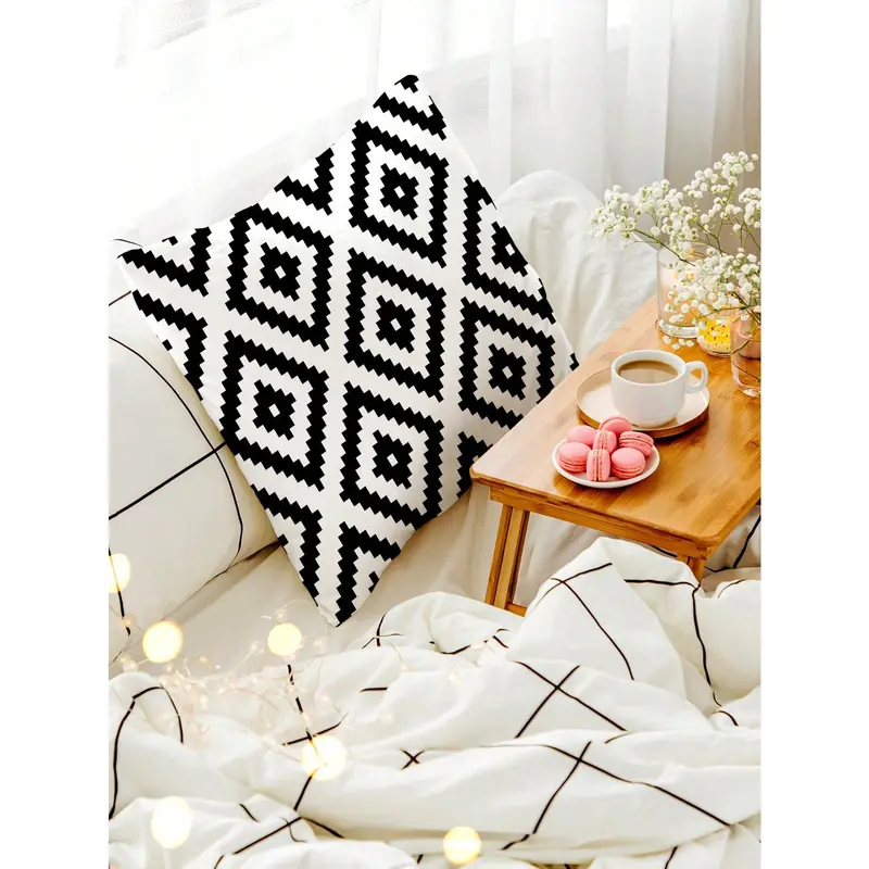 1pc Geometric Print Cushion Cover, Modern Throw Pillow Case, Pillow Insert Not Include, For Sofa, Home Decor 4