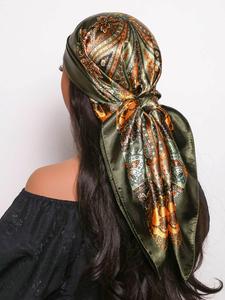 Women's Vintage Paisley Print Square Scarf, Boho Style Hair Scarf, Fashion Hair Accessories for Women & Girls