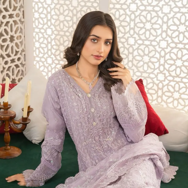 Menaal’s Luxury Baroque Inspired Chiffon Wedding Dress for Women - Comfortable and Elegant - Womenswear 2