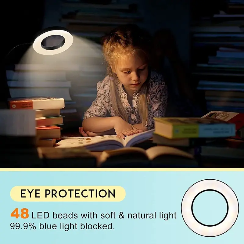 48 LED USB Clamp Clip On Desk Light - Flexible Bed Reading Table Study Night Lamp (3 Colors) 8