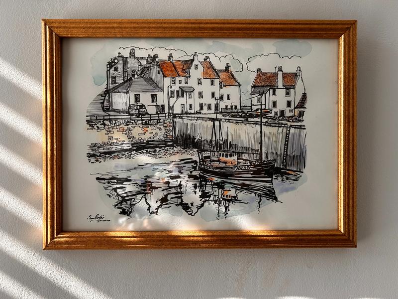 Pittenweem, hand-tinted print, from a Set of Six Fife Harbours by Ian Boyter 3