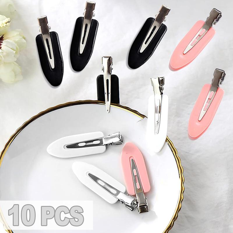 10 Pieces No Crease Hair Clips for Women  No Bend Curl Pin Clips for Makeup, Hairdressing, and Finger Waves (Black, White, Pink) 2