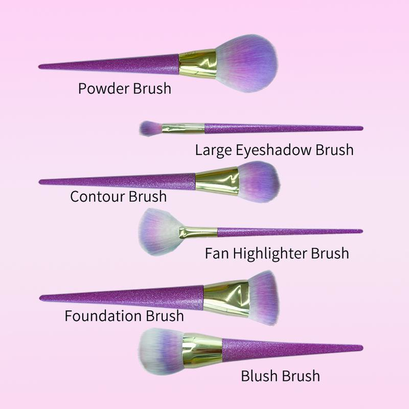 6Pcs Professional Makeup Brushes Set , Pink Pearl Flash Handles, Comfortable To Hold And Easy To Use. Full Face Travel Make up Professional Brushes Set 1