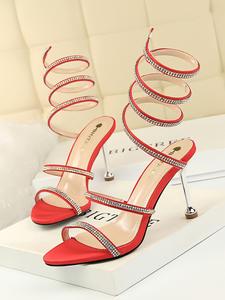 Women's Elegant Rhinestone Decorated Stiletto Heels, Exquisite Trendy High Heel Sandals, Fashionable Shoes for Party & Daily Wear, Summer