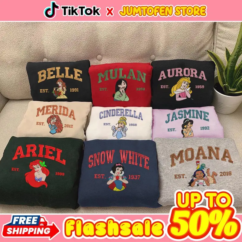Embroidered P.r.i.n.c.e.s.s Character Sweatshirt, Cozy Sweatshirt, Unique Apparel,Cute Fashion, Gift For Her ESH4390-4399 0