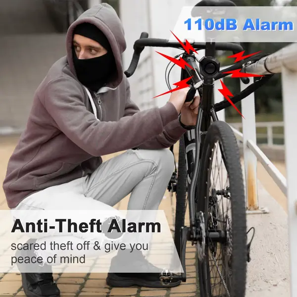 Wireless Bike Vibration Alarm USB Charging Remote Control Burglar Motorcycle Bike Security Detector System Bicycle Alarm 5