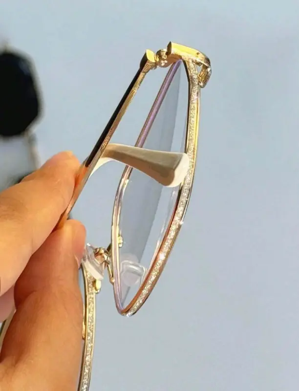 1pc Full Metal Bling Clear Eyeglasses for Women – Shiny Powder Frame Blue Light Blocking Fashion Glasses for Daily Wear 4