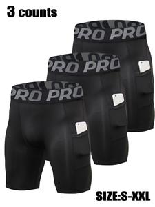 Men's Letter Tape Pocket Seamless Compression Shorts, Breathable Skin Friendly Tight Fitting Panties for All Seasons, Compression Boxers, Boxers for Men, Boxer Band Sweats, Athleisure Undergarments, Activewear, Underwear, Sportswear