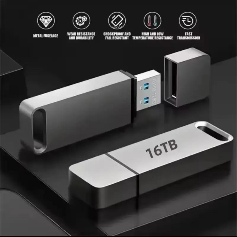 16TB Flash Drive USB3.2 High Speed Transfer Type C U Metal Flash SSD Portable Mini Flash Drive Memory Waterproof U Drive 2