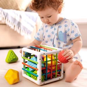 Baby's Colorful Cubes Montessori Toys for Mummy Fun Time, 1 Set Varied Shape Sensory Toys for Toddlers, Educational Shape Sorter Toy Set