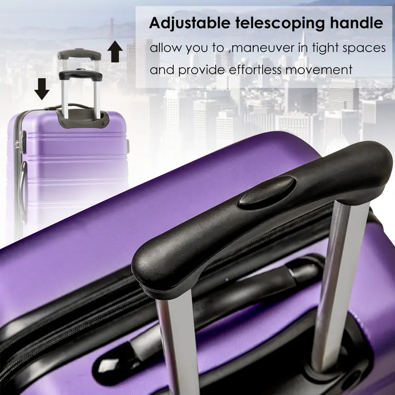ABS Hard shell Travel Trolley Suitcase 4 wheel Luggage set Hand Luggage, 24", (Purple) 2