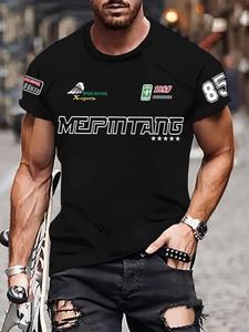 Men's Letter Print Round Neck Tee, Loose Casual Fashion Short Sleeve T-shirt for Summer, Men's Top for Daily Wear