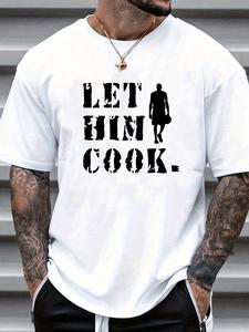 Men's Letter Print Round Neck Tee, Loose Casual Fashion Short Sleeve T-shirt for Summer, Men's Top for Daily Wear, Tropical