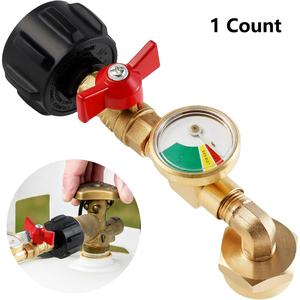 Propane Refill Adapter with Valve and Gauge, Gas Cylinder Filling Connector with Glow in the Dark Meter, Ball Valve Gas Tank Gas Connector, Tools & Hardware, Men Gifts, Pressure, Heavy Duty, Mini Gadgets