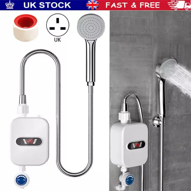 3500W Tankless Hot Water Heater Shower Electric Portable Instant Boiler Bathroom