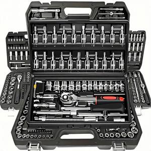 46/53-piece durable chrome vanadium steel socket tool set — suitable for automotive and home maintenance — ready to use — includes a premium storage box; no assembly required, no charging needed, no batteries included — includes adjustable wrenches