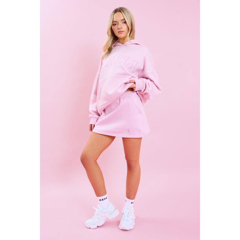 Kaiia Logo Mini Sweat Skirt Baby Pink 1