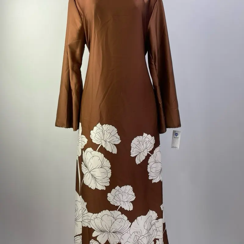 Women's Casual Floral Silk Satin Dress with P - Womenswear