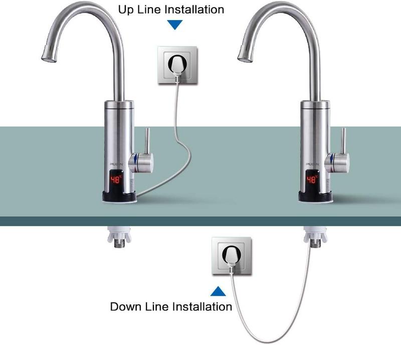 Pudin,220V Electric Instant Heater,Supply Hot and Cold Water,Stainless Hot Water Tap with LED Digital Display for Home Facilities(British Plug) 1
