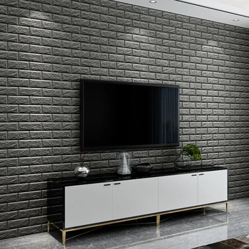 10PCS 3D Tile Brick Wall Sticker Self-adhesive Wallpaper Waterproof Foam Panel 3