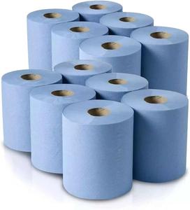 ROE TENPO Centrefeed Blue Roll 2-Ply Kitchen Paper Towels Soft Strong Absorbent Eco-Friendly Tissue for Cleaning Cooking Restaurant Workshop Garage Salon Household Use Fast Drying Blue Roll for Dispenser & Wiping Tasks UK