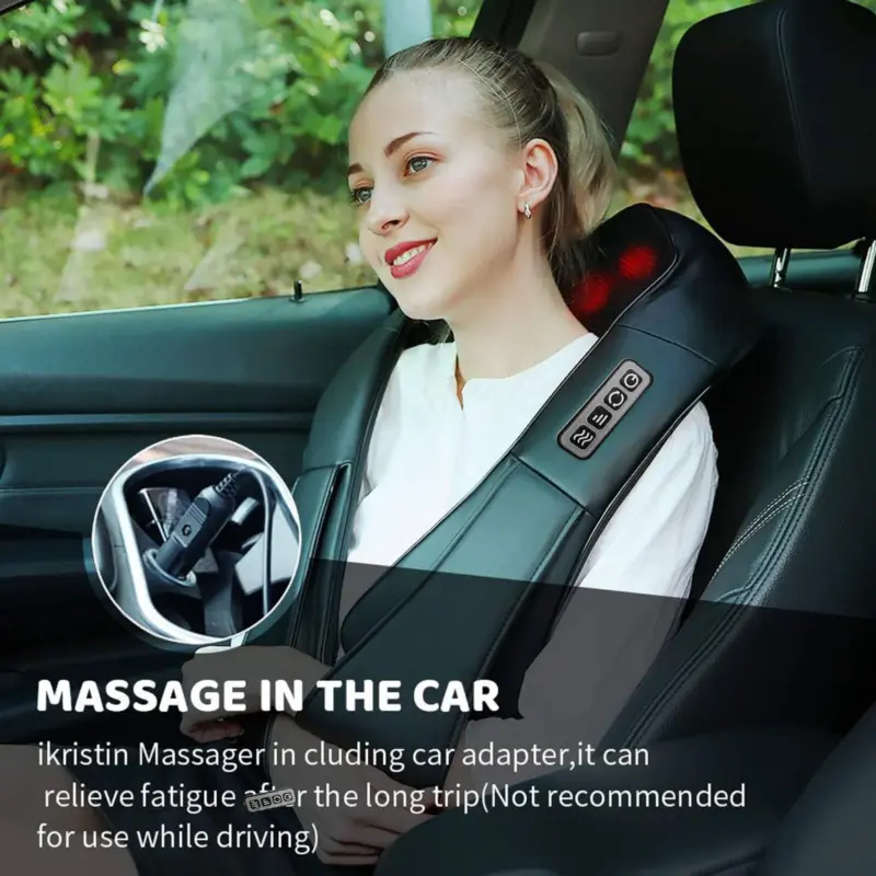 Electric Shiatsu Back Neck Shoulder Massager with Heat Kneading Body Car Home UK 3