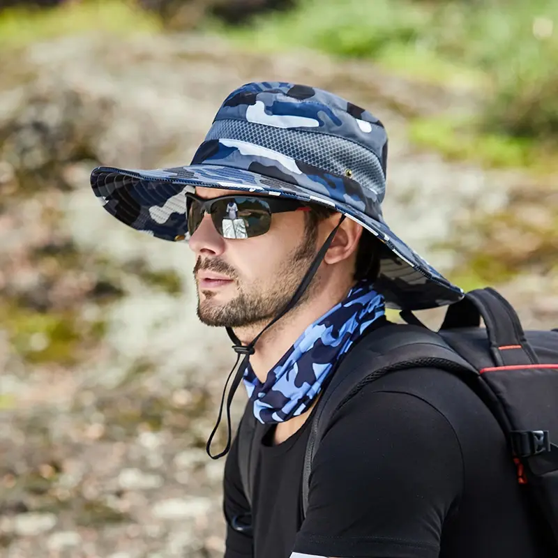 Camouflage Bucket Hat for Men Outdoor Hiking Cycling Safari Breathable Visor Cap CAP FOR MEN Women Summer Sun Protection Hat 3