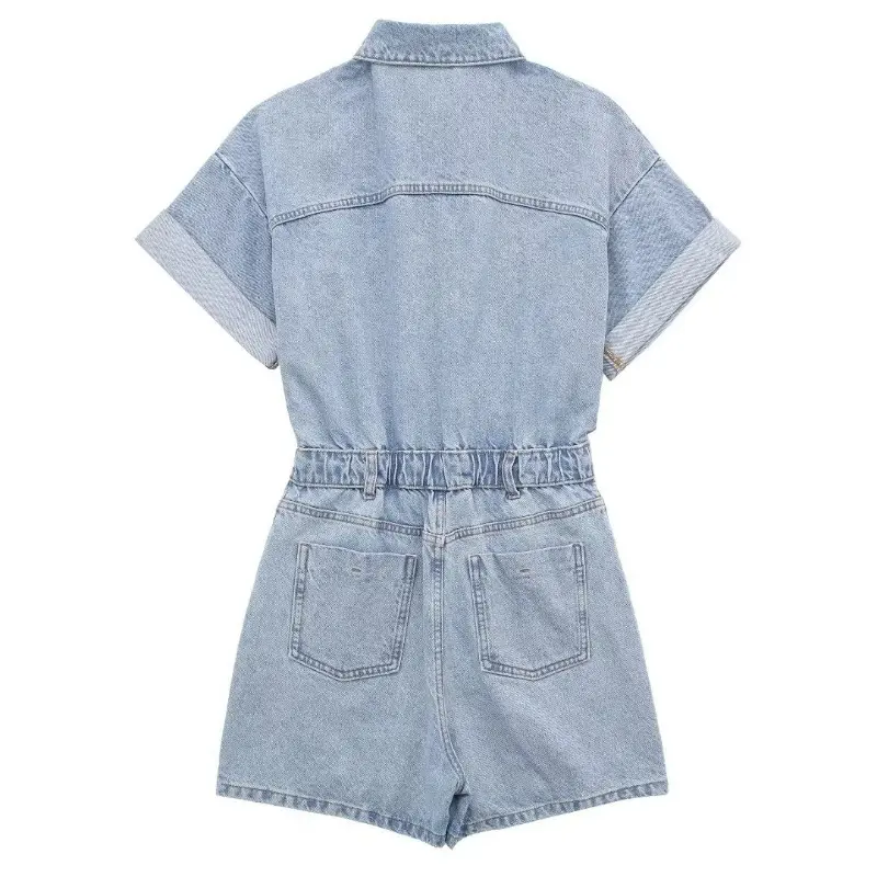 Spring and summer new women's clothing urban casual denim short jumpsuit women Womenswear Overalls 3